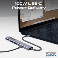 Promate LinkHub-5X compact USB-C hub - angle view