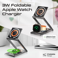 Promate LucidFold-Trio شاحن ساعة آبل وشاحن AirPods مدمجان