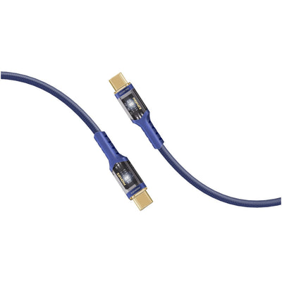 Promate LucidLine-CC120 Navy 100W transparent USB-C cable with LED light 1.2m - main view