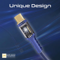Promate LucidLine-CC200 Navy cable charging a laptop at 100W Power Delivery