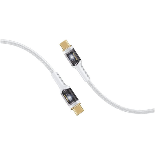 Promate LucidLine-CC200 White 100W transparent USB-C cable with LED light - main view