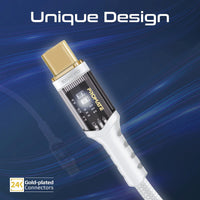 Promate LucidLine-CC200 White cable charging a laptop at 100W Power Delivery