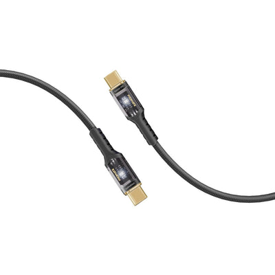 Promate LucidLine-CC200 Black 100W transparent USB-C cable with LED light - main view