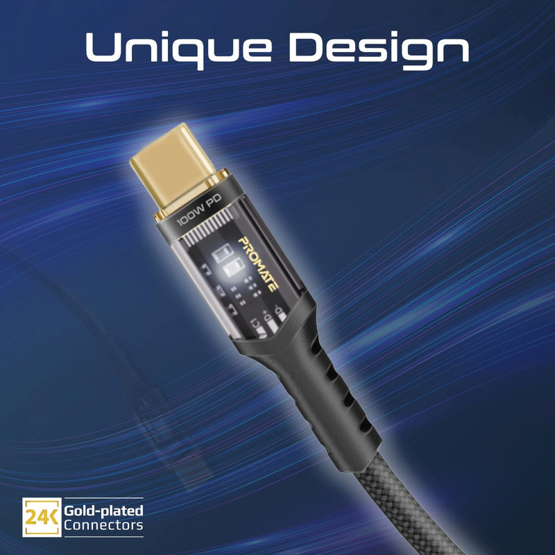 Promate LucidLine-CC200 Black nylon braided exterior detail