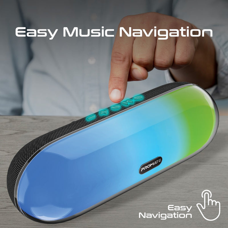Promate LumiBar LumiSound RGB Wireless Speaker 10W 2200mAh Black-Detail