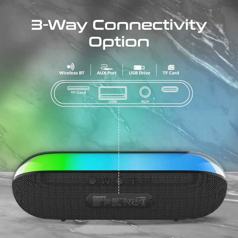 Promate LumiBar LumiSound RGB Wireless Speaker 10W 2200mAh Black-Lifestyle