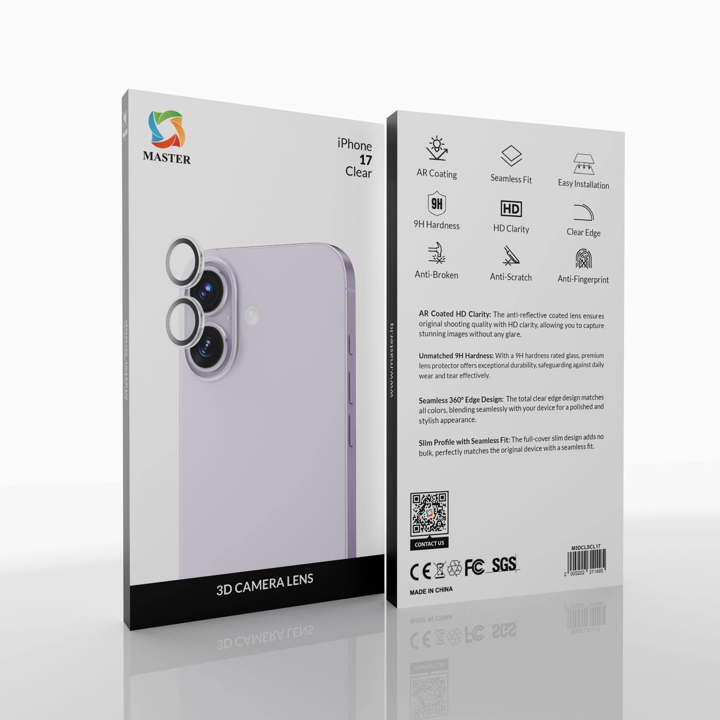 Master 3D Camera Lens Clear for iPhone 17 | عدسة كاميرا 3D شفافة لآيفون 17