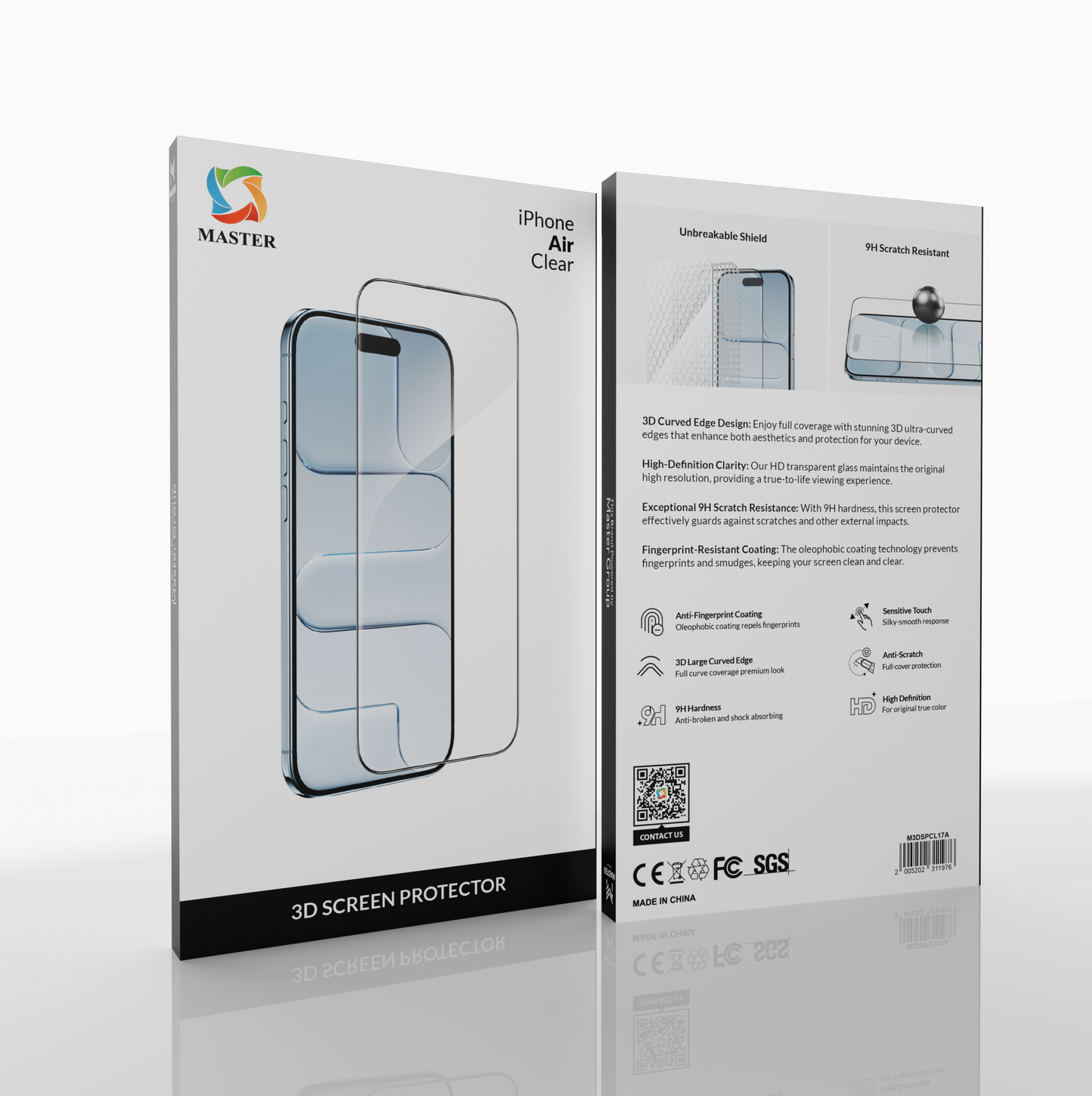 Master 3D Screen Protector Clear for iPhone 17 Air | واقي شاشة 3D شفاف لآيفون 17 إير