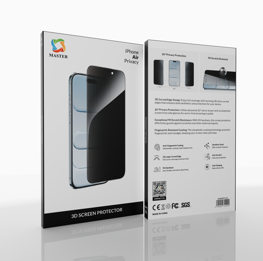 Master 3D Screen Protector Privacy for iPhone 17 Air | واقي شاشة ماستر ثري دي خصوصية لآيفون 17 إير