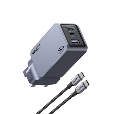 UGREEN Nexode Pro 100W GaN Fast Charger USB-A + 2×USB-C | شاحن نيكسود برو 100 واط يو جرين