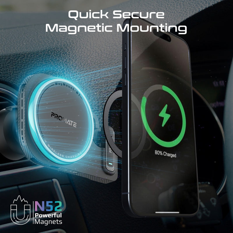 Promate MagMount-BT car mount charging light ring and 360 rotation