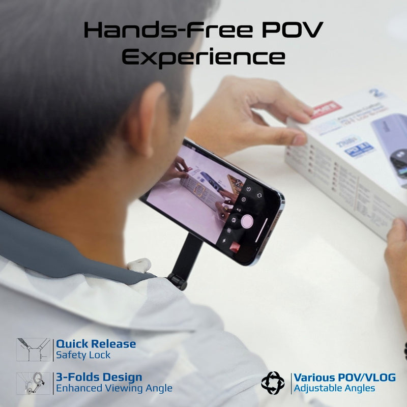 Promate MagView Blue hands-free POV vlogging usage view