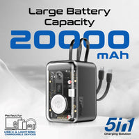 Promate Mavrix-20 Power Bank 20000mAh 65W Transparent Black-Angle