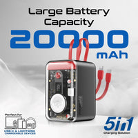 Promate Mavrix-20 Power Bank 20000mAh 65W Transparent Red-Angle