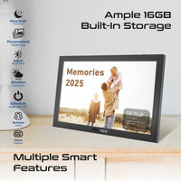 Promate Memoria-10 Black touchscreen photo frame displaying image