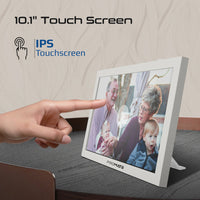 Promate Memoria-10 White digital frame on shelf in home