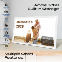 Promate Memoria-15 White touchscreen photo frame displaying image