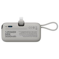 باور بانك موماكس 1-بور ميني بسعة 5000 مللي امبير مع وصلة لايتننغ مدمجة | Momax 1-Power Mini, 5000mAh Portable Battery Pack with Built-in Foldable Lightning Connector