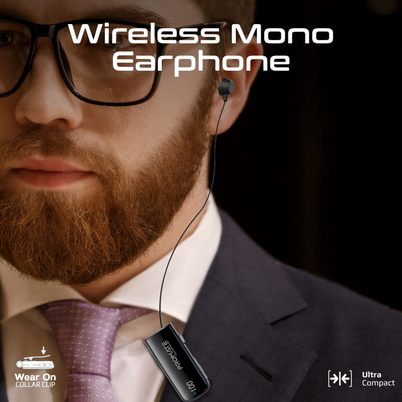 Promate MonoFlix-BT Retractable Mono ENC Earphone 150mAh Black-Angle