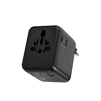 محول سفر عالمي ويوو GaN بقدرة شحن 25 واط - اسود | WiWU Wi-UA011 Warrior 25W GaN Universal Adapter 2C1A
