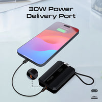 Promate Neo-10 Power Bank 10000mAh Apple Watch Charger 30W PD Black-Cable