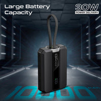 Promate Neo-10Uni Power Bank 10000mAh 30W PD Bidirectional Cable Black-Angle