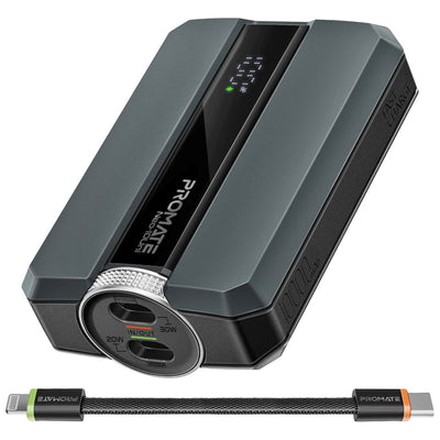 Promate Neo-10Uni Power Bank 10000mAh 30W PD Bidirectional Cable Grey-Front
