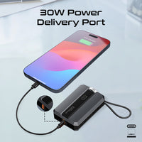 Promate Neo-10 Power Bank 10000mAh Apple Watch Charger 30W PD Grey-Cable