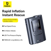 Baseus GoTrip VA1 Cordless Inflator 22-Cylinder Black with Hoses + Cable - منفاخ لاسلكي بيسوس جو تريب VA1 22 سلندر أسود مع خراطيم وكيبل
