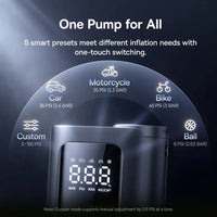 Baseus GoTrip VA1 Cordless Inflator 22-Cylinder Black with Hoses + Cable - منفاخ لاسلكي بيسوس جو تريب VA1 22 سلندر أسود مع خراطيم وكيبل