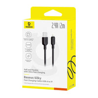 Baseus Silky Cable USB to Lightning 2.4A 2m Black | كابل بيسوس سيلكي يو اس بي لايتننج 2 متر أسود