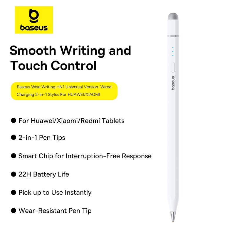 Baseus Stylus HN1 For Xiaomi Huawei Active Passive Palm Rejection Gloves Stylus Pen With USB C Cable - قلم بيسوس الذكي HN1 لأجهزة شاومي وهواوي