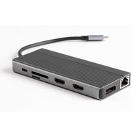 موزع باورولوجي 13 في 1, منفذ HDMI, USB, SD, Micro SD, ايثرنت ومنفذ صوت 3.5 ملم - رمادي | Powerology 13in1 USB-C Hub 4K HDMI Type-C 100W PD Ethernet USB SD MicroSD 3.5mm AUX – Dark Grey