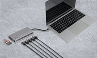 موزع باورولوجي 13 في 1, منفذ HDMI, USB, SD, Micro SD, ايثرنت ومنفذ صوت 3.5 ملم - رمادي | Powerology 13in1 USB-C Hub 4K HDMI Type-C 100W PD Ethernet USB SD MicroSD 3.5mm AUX – Dark Grey