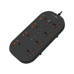 وصلة كهربائية بورودو بلو ب 8 مخارج AC  - اسود | Porodo Blue 8 AC Power Strip - Black