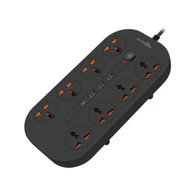 وصلة كهربائية بورودو بلو ب 8 مخارج AC  - اسود | Porodo Blue 8 AC Power Strip - Black