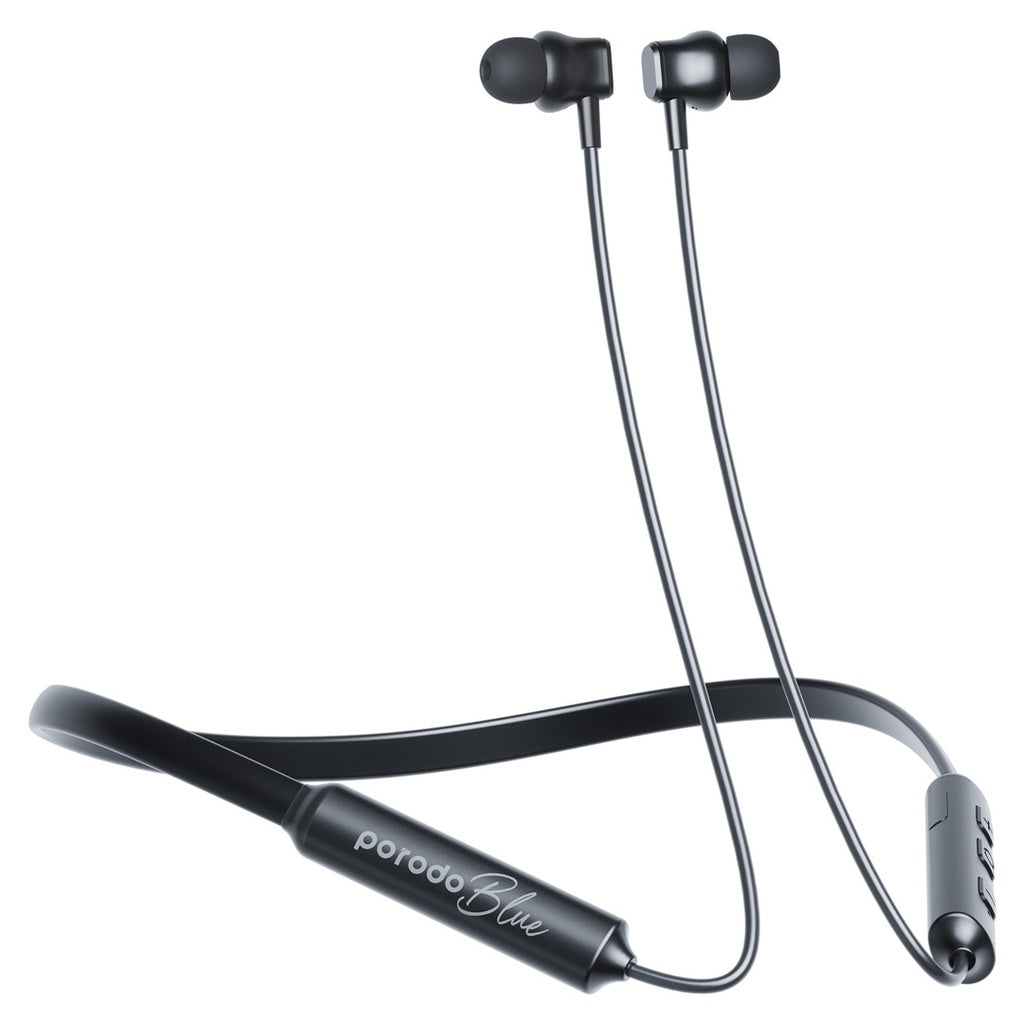 سماعات بورودو بلو داخل الاذن بتصميم حول الرقبة - اسود | Porodo Blue ENC Neckband In-Ear Earphones – Black
