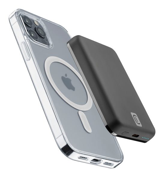 Cellularline Wireless Powerbank MAG 5000 Portable Charger Compatible with Mag Safe Ecosystem - سيلولار لاين باور بانك لاسلكي شاحن محمول متوافق مع نظام ماجسيف البيئي سعة 5000 مللي أمبير