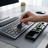 مسند معصم بورودو بلو مع طقم تنظيف لوحة المفاتيح 22 في 1 | Porodo Blue 22-in-1 Compact Keyboard Wrist Rest with Cleaning Kit