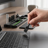 مسند معصم بورودو بلو مع طقم تنظيف لوحة المفاتيح 22 في 1 | Porodo Blue 22-in-1 Compact Keyboard Wrist Rest with Cleaning Kit