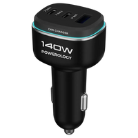شاحن سيارة باورولوجي 140 واط ثلاثي المنافذ – شحن سريع USB-C و USB | Powerology 140W Triple-Port High Power Car Charger Fast Charging