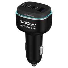 شاحن سيارة باورولوجي 140 واط ثلاثي المنافذ – شحن سريع USB-C و USB | Powerology 140W Triple-Port High Power Car Charger Fast Charging