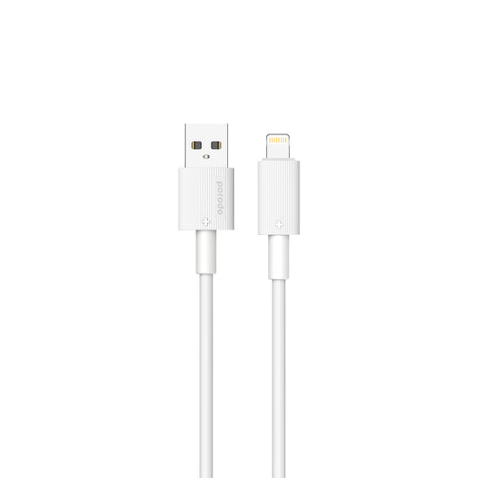 كيبل بورودو من يو اس بي اي الى لايتننغ بطول 1.2 متر, يدعم شحن سريع | Porodo USB-A to Lightning PVC Cable 1.2M – 2.4A Fast Charging