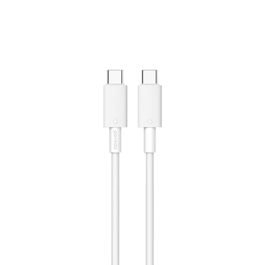 كيبل بورودو يو اس بي سي الى يو اس بي سي بطول 1.2 متر, شحن سريع 60 واط | Porodo USB-C to USB-C PVC Cable 1.2M – 60W PD Fast Charging.