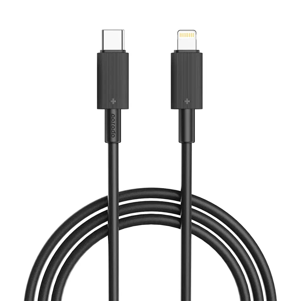 Kabloya Porodo USB-C bo Lightning 3m PVC | Kabloya Porodo Type-C bo Lightning PVC 3m.