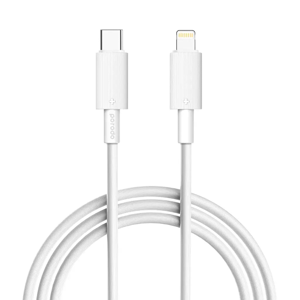Kabloya Porodo USB-C bo Lightning 3m PVC | Kabloya Porodo Type-C bo Lightning PVC 3m.