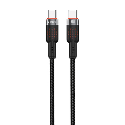 Kabloya USB-C ber bi USB-C ya ji Aluminiumê ya Porodo, 1.2m, Şarjkirina Bilez a 60W | Kabloya Aluminiumê ya Porodo. Kabloya ji Aluminiumê ya ji Aluminiumê ya bi Alloy ve hatî çêkirin, 1.2m