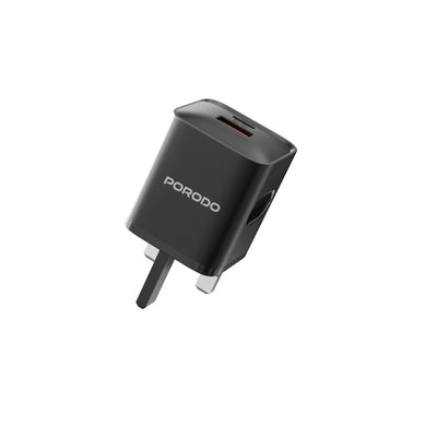 شاحن سريع Porodo PD 20W منفذين UK - Porodo Dual Port Fast Charger