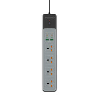 وصلة كهربائية بورودو ب 4 منافذ AC بقدرة 3000 واط و شحن سريع بقدرة 65 واط - اسود | Porodo 4AC 65W 3000W Power Strip - Black.
