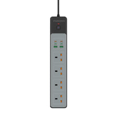 وصلة كهربائية بورودو ب 4 منافذ AC بقدرة 3000 واط و شحن سريع بقدرة 65 واط - اسود | Porodo 4AC 65W 3000W Power Strip - Black.